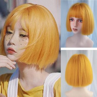 Hoiuyan Kort Haar Bob Synthetische Pruik Meisje Pony Korte Rechte Bob Pruik Hoge Temperatuur Fiber Cosplay Lolita 1B/27HL