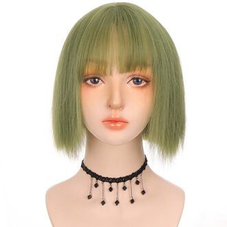 Hoiuyan Kort Haar Bob Synthetische Pruik Meisje Pony Korte Rechte Bob Pruik Hoge Temperatuur Fiber Cosplay Lolita 1B/30HL
