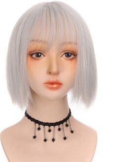 Hoiuyan Kort Haar Bob Synthetische Pruik Meisje Pony Korte Rechte Bob Pruik Hoge Temperatuur Fiber Cosplay Lolita 4/27HL