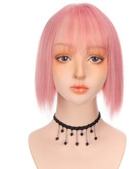 Hoiuyan Kort Haar Bob Synthetische Pruik Meisje Pony Korte Rechte Bob Pruik Hoge Temperatuur Fiber Cosplay Lolita NC/4HL