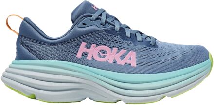 HOKA Bondi 8 Hardloopschoenen Dames blauw - roze - groen - 40