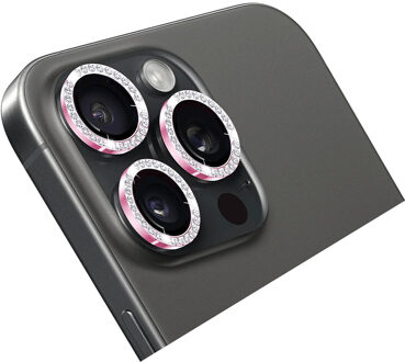 Holdit Camera Lens Protector Glitter voor de Apple iPhone 15 Pro / 15 Pro Max - Pink Roze