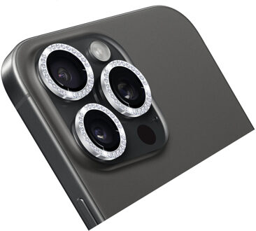 Holdit Camera Lens Protector Glitter voor de Apple iPhone 15 Pro / 15 Pro Max - Silver Zilver