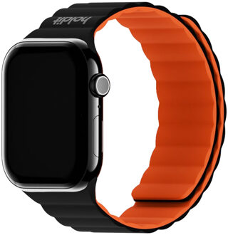 Holdit Siliconen bandje magneet voor de Apple Watch | 44/45/46/49 mm - Orange & Black Oranje - 49 mm