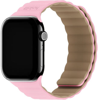 Holdit Siliconen bandje magneet voor de Apple Watch Series 1 - 11 / SE / Ultra (44/45/46/49 mm) - Pink / Beige Roze - 49 mm