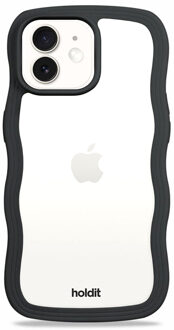 Holdit Wavy Case voor de Apple iPhone 12 (Pro) - Black / Transparent Zwart