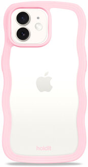 Holdit Wavy Case voor de Apple iPhone 12 (Pro) - Transparent / Pink Roze