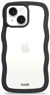 Holdit Wavy Case voor de Apple iPhone 13/14/15/16e - Black / Transparent Zwart