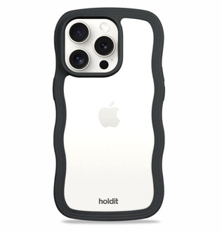 Holdit Wavy Case voor de Apple iPhone 15 Pro Max - Black / Transparent Zwart