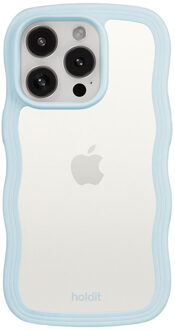 Holdit Wavy Case voor de Apple iPhone 15 Pro Max - Mineral Blue Lichtblauw