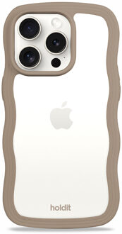 Holdit Wavy Case voor de Apple iPhone 15 Pro Max - Mocha Brown / Transparent Bruin