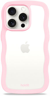 Holdit Wavy Case voor de Apple iPhone 15 Pro Max - Transparent / Pink Roze