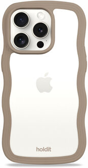 Holdit Wavy Case voor de Apple iPhone 15 Pro - Mocha Brown / Transparent Bruin