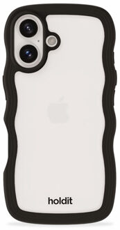 Holdit Wavy Case voor de Apple iPhone 16 - Black / Transparent Zwart
