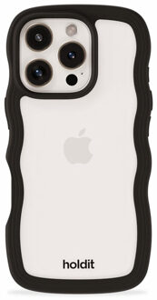 Holdit Wavy Case voor de Apple iPhone 16 Pro - Black / Transparent Zwart