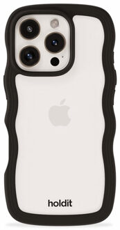 Holdit Wavy Case voor de Apple iPhone 16 Pro Max - Black / Transparent Zwart