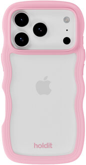 Holdit Wavy Case voor de Apple iPhone 17 Pro - Transparent / Pink Roze