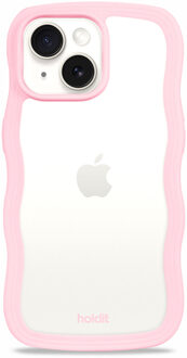 Holdit Wavy Case voor de Apple iPhone 17e / 16e / 15 / 14 / 13 - Transparent / Pink Roze