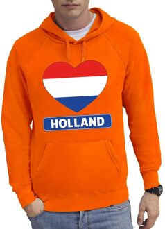 Holland hart vlag hooded sweater heren L (EU 52) - Feesttruien Oranje