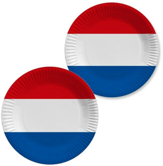 Holland/Nederlandse vlag gebaksbordjes - 10x - karton - D23 cm - Feestbordjes Multikleur