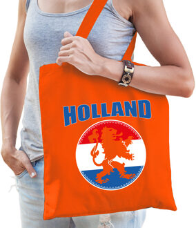Holland oranje leeuw supporter tas oranje voor dames en heren - EK/ WK voetbal / Koningsdag - Feest Boodschappentassen