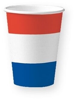 Holland rood wit blauw wegwerp bekers 50 stuks  - Holland/ Koningsdag thema versiering