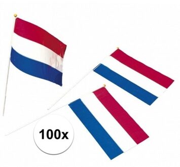 Holland zwaaivlaggen plastic 100 stuks