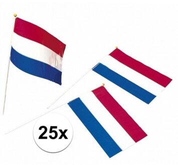 Holland zwaaivlaggen plastic 25 stuks