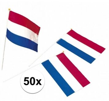 Holland zwaaivlaggen plastic 50 stuks