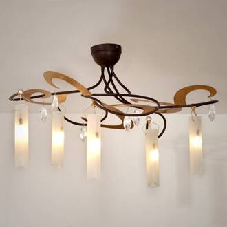 Hollander Decoratieve plafondlamp CASINO 5-lichts kristal bruin, wit, goud, transparant