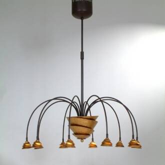 Hollander Exclusieve LED hanglamp Fontaine ijzer-bruin-goud bruin, goud