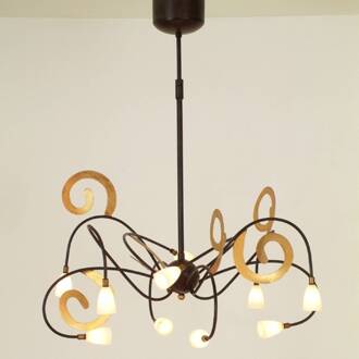 Hollander Extravagante LED hanglamp Lunapark, bruin-goud bruin, goud, wit