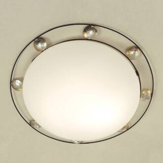 Hollander Fraterna plafondlamp, glas, metaal, Ø 52 cm wit, bruin, zilver, goud