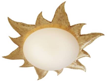 Hollander Gouden plafondlamp NOVA GOLD met kap van opaalglas wit, goud