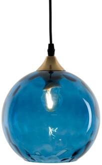 Hollander Hanglamp Cagliari 1-lamp glazen kap blauw blauw, zwart, goud