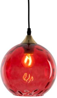 Hollander Hanglamp Roma 1-lamp glazen kap rood rood, zwart, goud