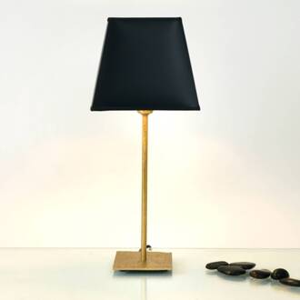 Hollander Klassieke tafellamp Mattia met vierkante kap goud gehamerd, zwart