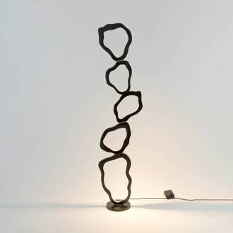 Hollander LED vloerlamp Infernale, zwart/zilver, 5-lamps, ijzer zwartbruin, zilver