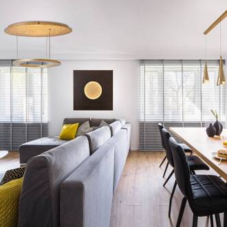 Hollander LED wandlamp Luina, 80x80cm, binnen goud bruinzwart, goud