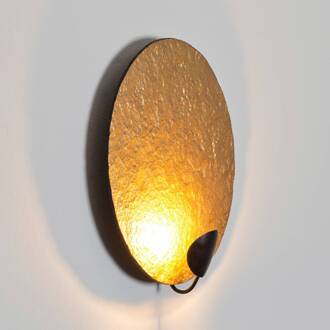 Hollander LED wandlamp Traversa, glanzend goud, Ø 35 cm goudkleurig, bruin