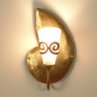 Hollander Rifugio wandlamp, gebogen rechts goud, wit