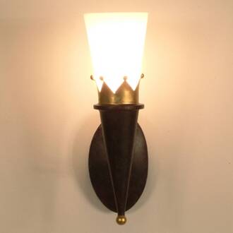 Hollander Rustieke wandlamp CORONA met gouden versiering bruin, wit, goud