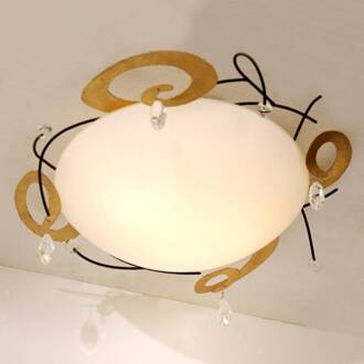 Hollander Smaakvolle plafondlamp CASINO met kristal bruin, wit, goud, transparant