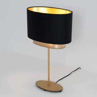 Hollander Tafellamp Mattia, ovaal, dubbel, zwart/goud zwart, goud