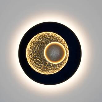 Hollander Urano LED wandlamp, bruin-zwart/goud, Ø 60 cm, ijzer bruin-zwart, zilver