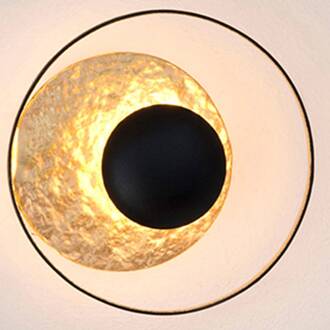 Hollander Wandlamp Satellite, Ø 19 cm zwart-goud goud, zwart