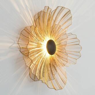 Hollander Wandlamp Tremolo in grote bloemvorm goud, bruinzwart