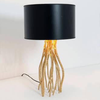 Hollander Zwarte tafellamp Capri, rond, hoogte 44 cm goud, zwart