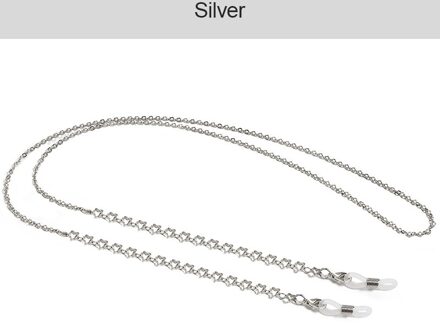 Holle Vijfpuntige Ster Masker Lanyard Masker Touw Glazen Lanyard Ketting Anti-verloren Anti Glazen Touw glazen Ketting zilver