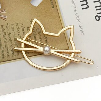 Hollow Out Kat Haar Pin Leuke Imitatie Parel Haarspeld Kant Clip Barrette Extra Modellering Accessoires Voor Vrouwen gouden
